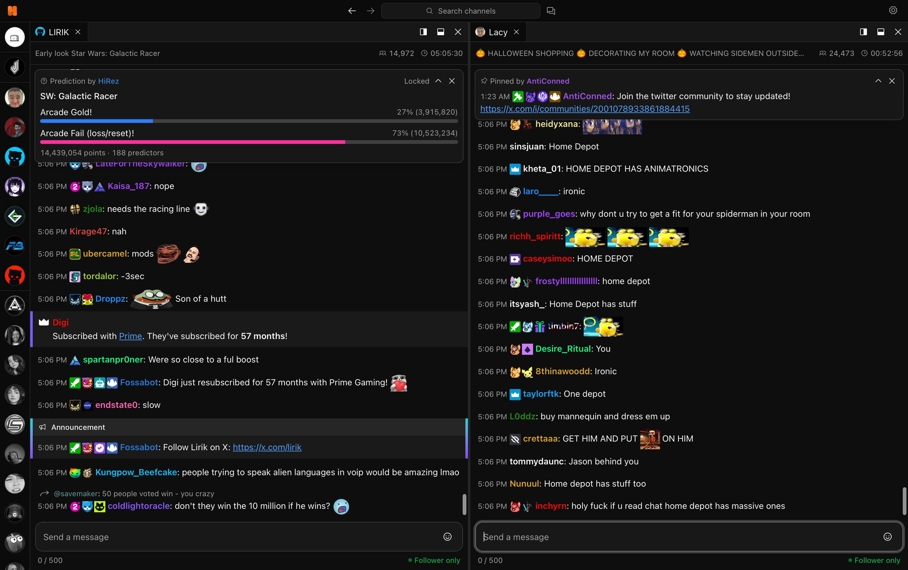Hyperion's Twitch chat interface in dark mode
