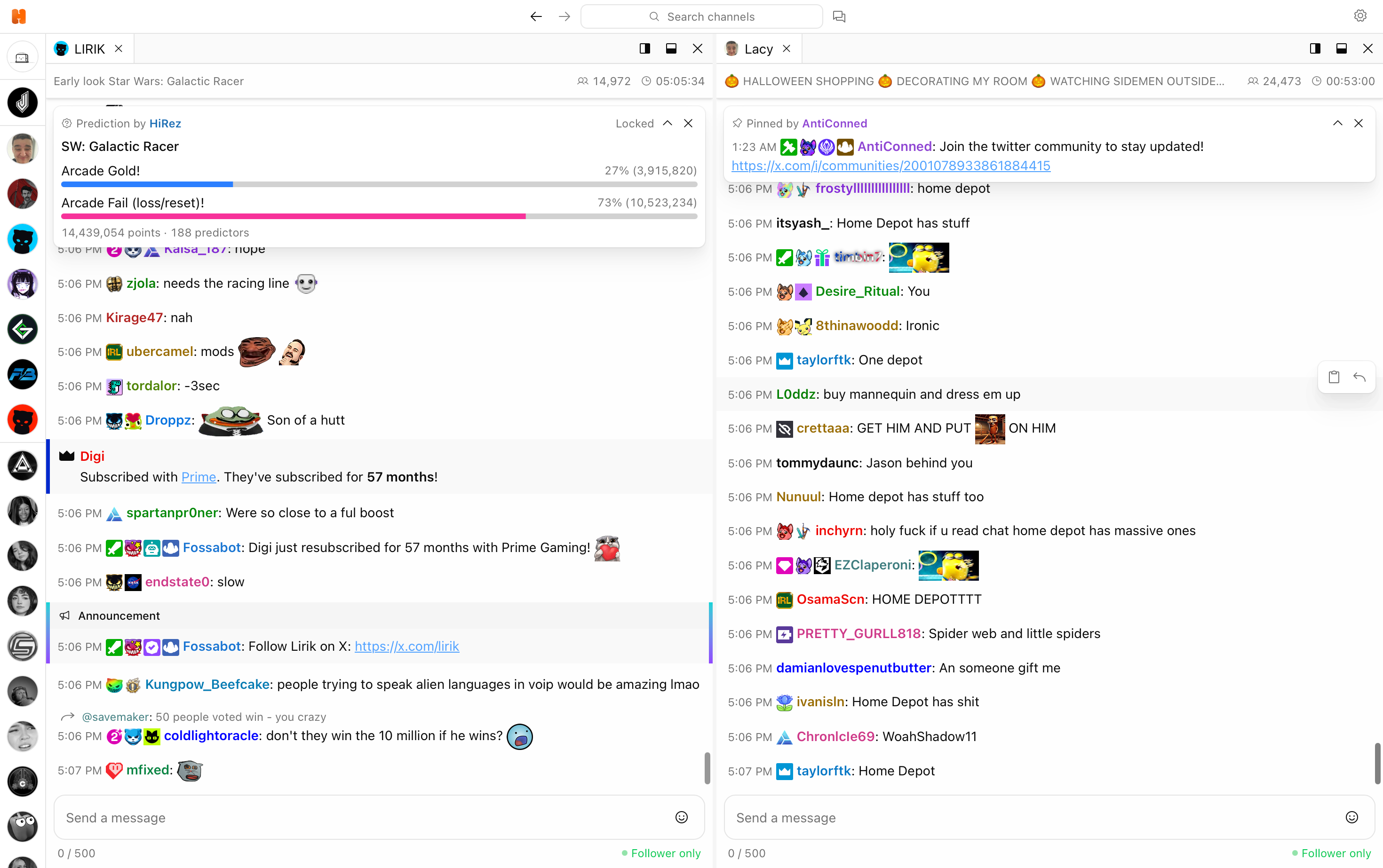 Hyperion's Twitch chat interface in light mode